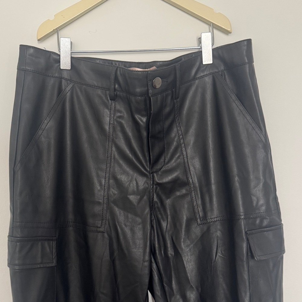 Black Straight Leg faux leather Pants